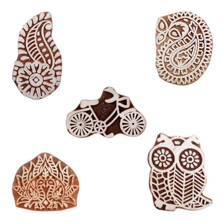 Set of 5 Piece New Mix Wooden Printing Blocks